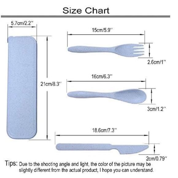 Portable Cutlery, Wheat Straw Cutlery, Spoon Knife Fork Tableware set - Picture 6 of 6